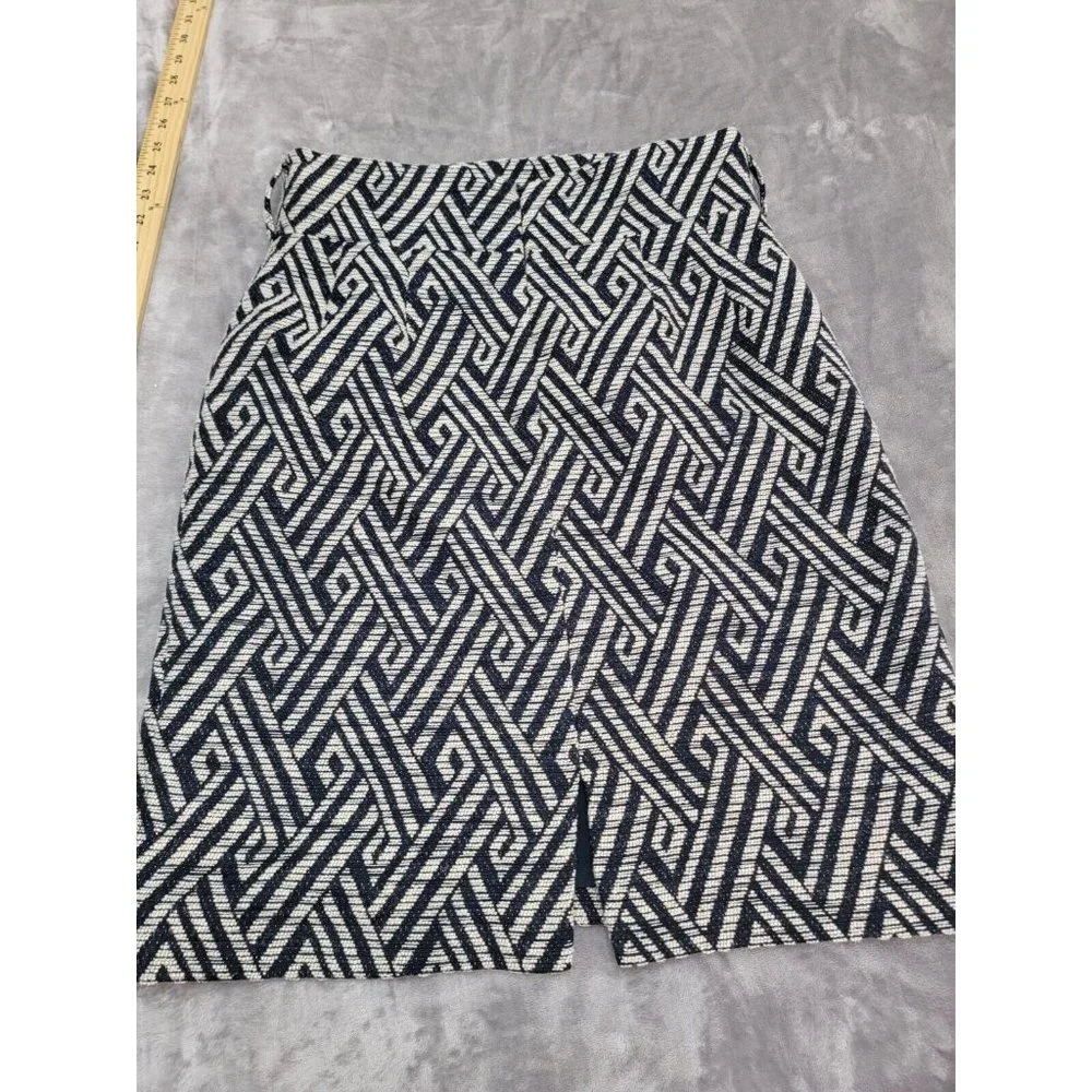 Antonio Melani Women's Size 4 Pencil Skirt geometric navy blue white‎